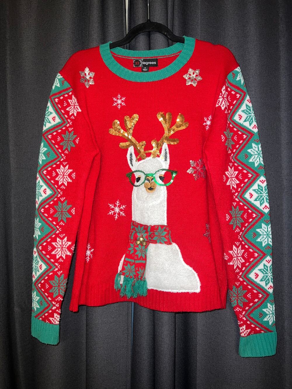 Ugly Christmas Sweater Xmas Size Medium Llama